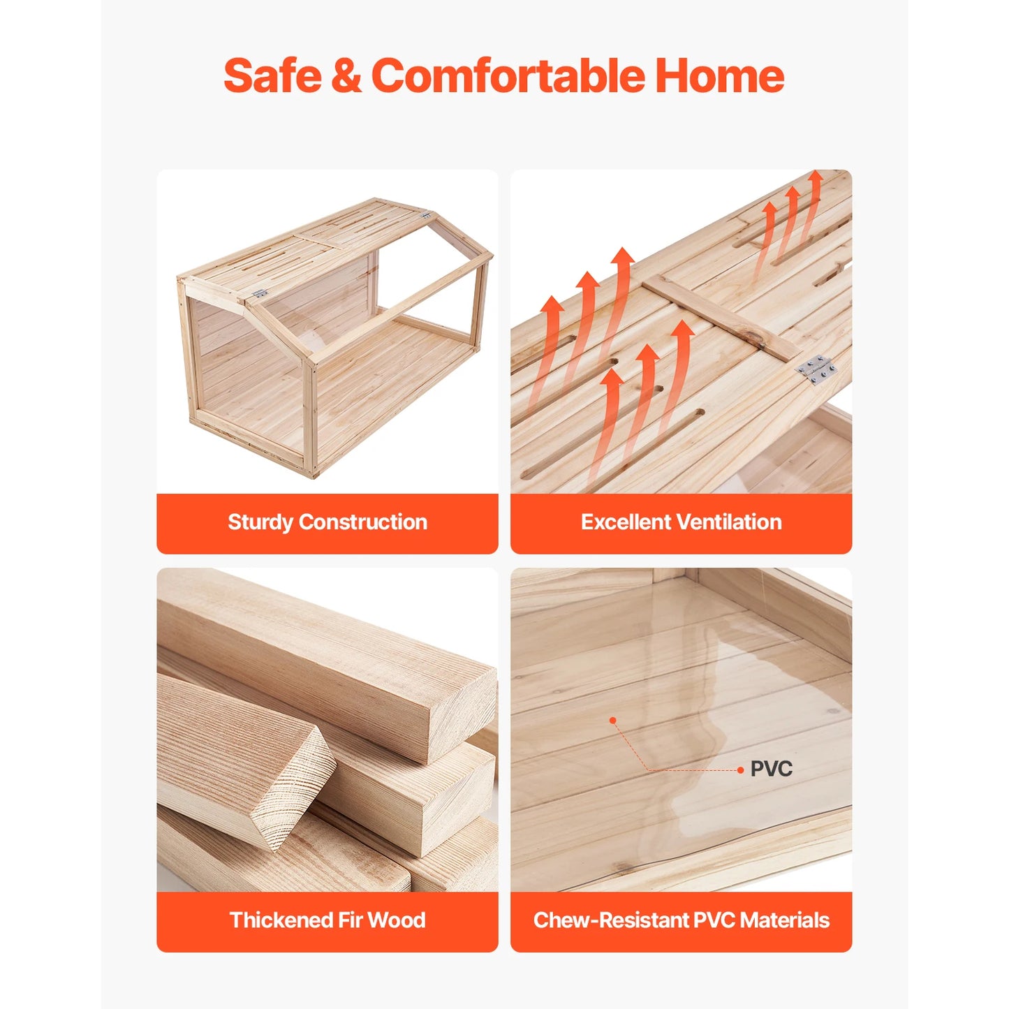 SucceBuy Wooden Hamster Habitat Cage With 270 Degree Viewing