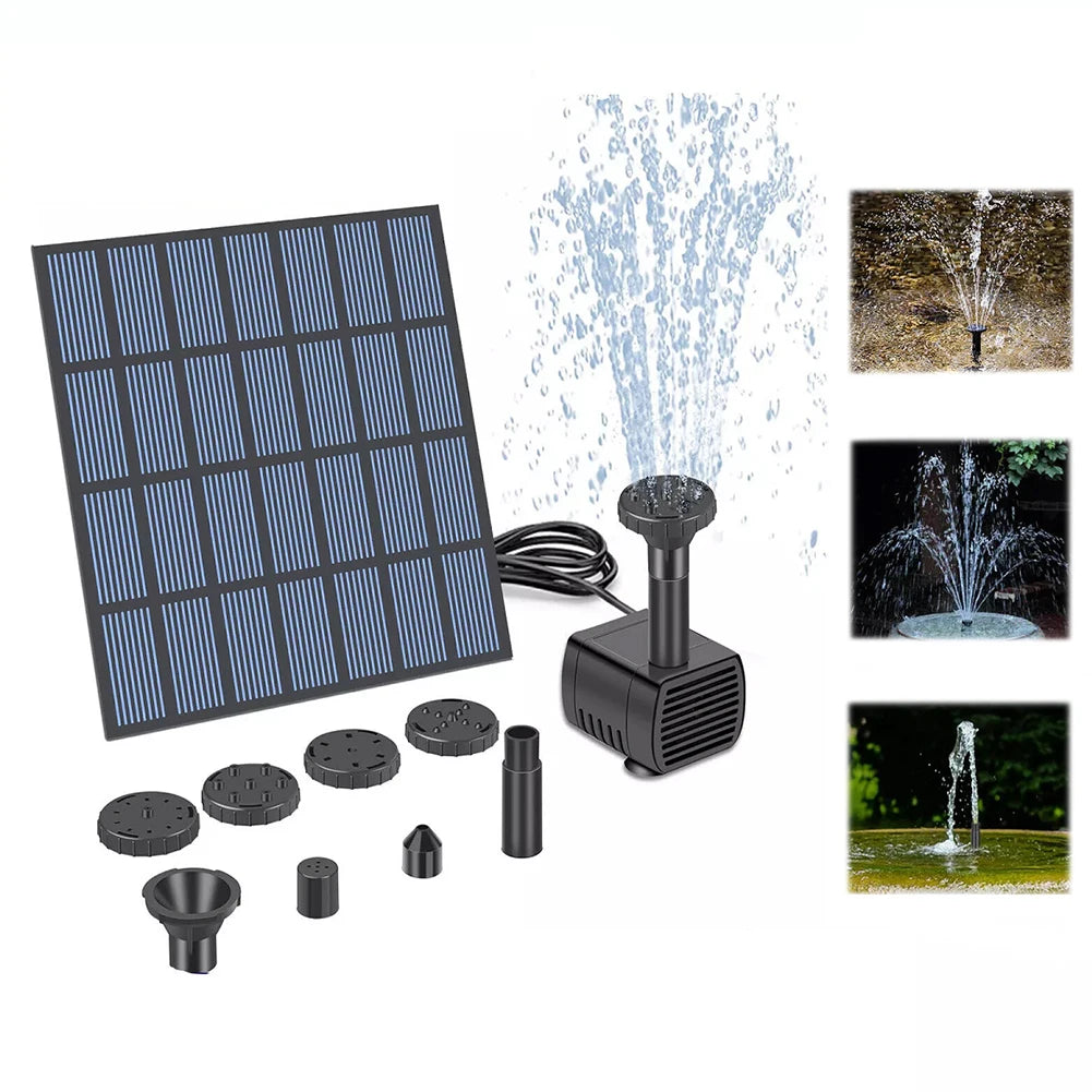 Solar Powered Fountain Pump Kit Nozzles for Bird Bath