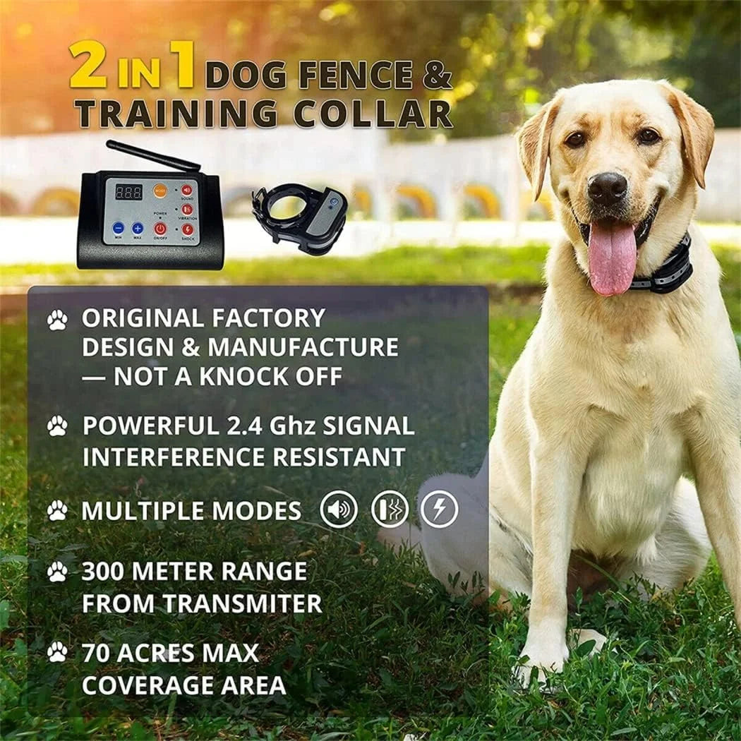Wireless Dog Fence System With Adjustable Range For Three Dogs