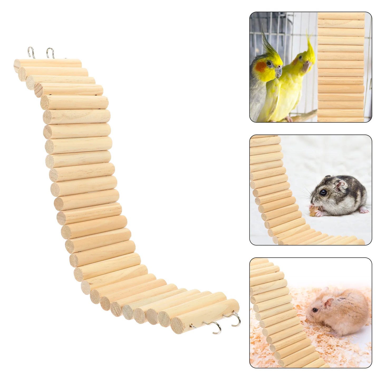 NONECN Wooden Ladder Toy for Hamsters and Small Pets Hideout