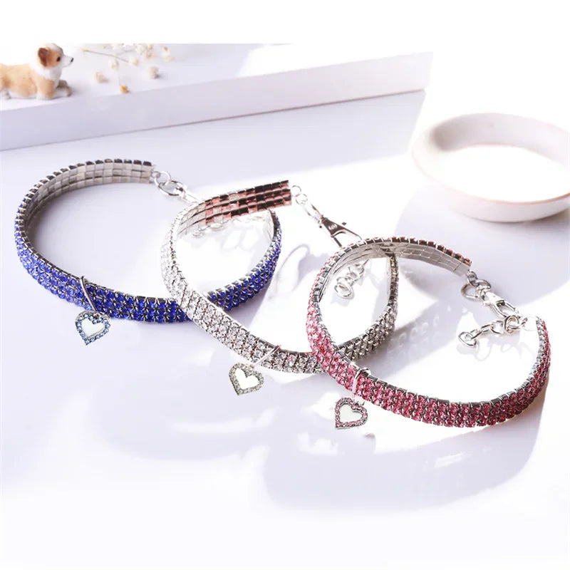 NONECN Bling Rhinestone Dog Collar For Small To Medium Dogs