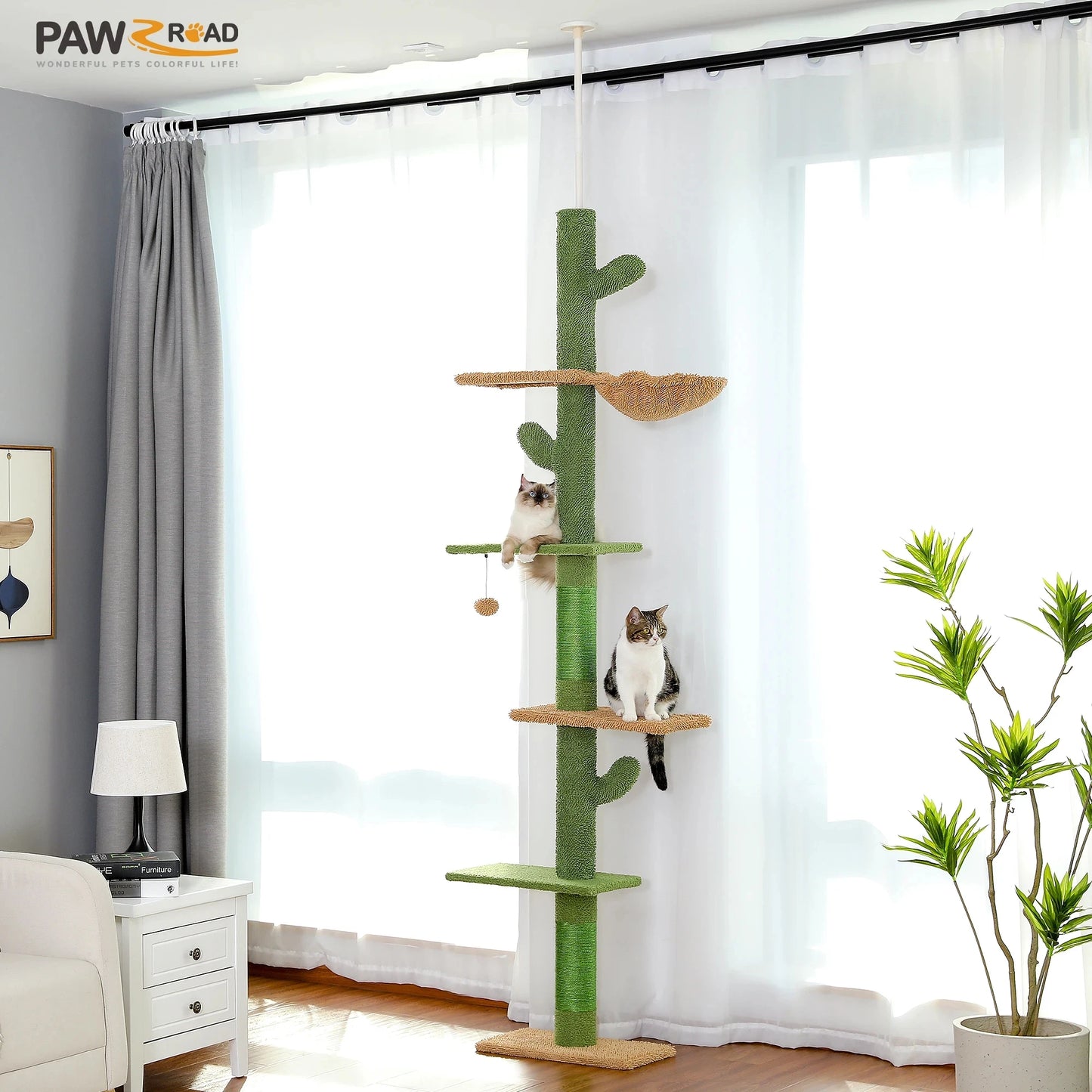 PAWZ Road Cat Tree 5 Tier Floor To Ceiling Hammock