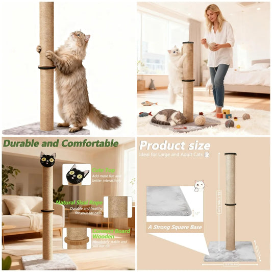 Cat Scratching Post Sisal and Plush Pad for Indoor Cats