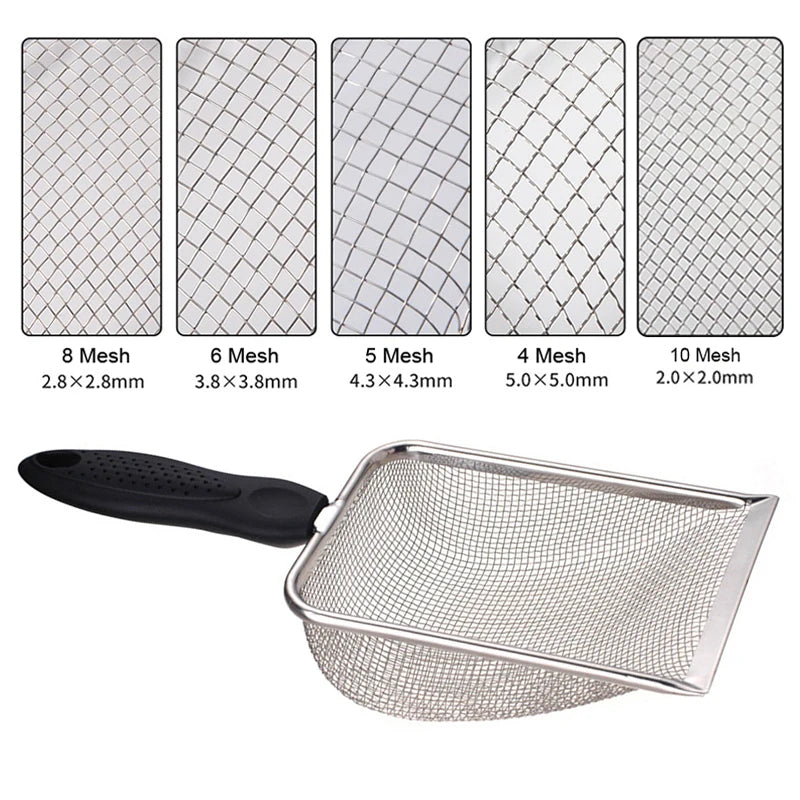 Stainless Steel Pet Feces Shovel With Mesh Screen For Terrariums