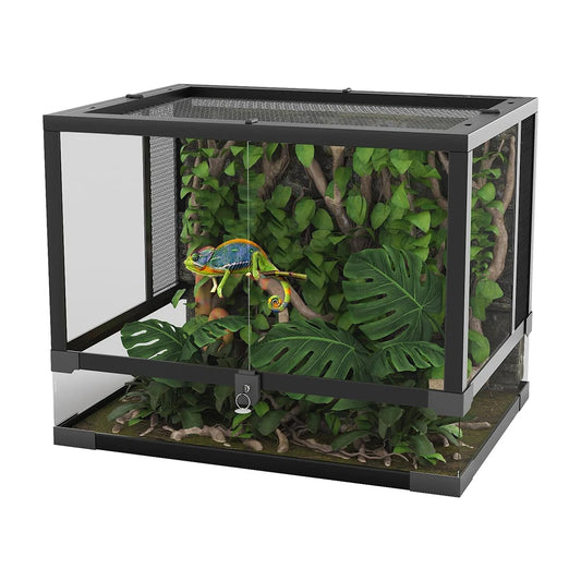 HiMISSH Glass Reptile Terrarium With Top And Side Ventilation