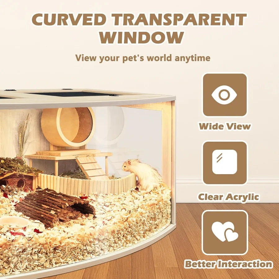 Wooden Hamster Cage Chew Proof Enclosure With Openable Top