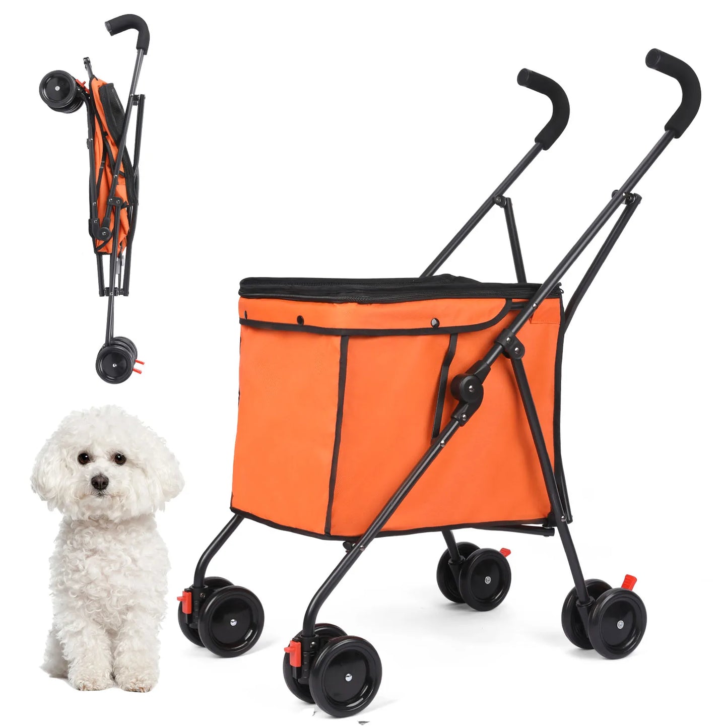 Wedyvko Shopping Trolley Dog Stroller Four Wheels Folding Cart