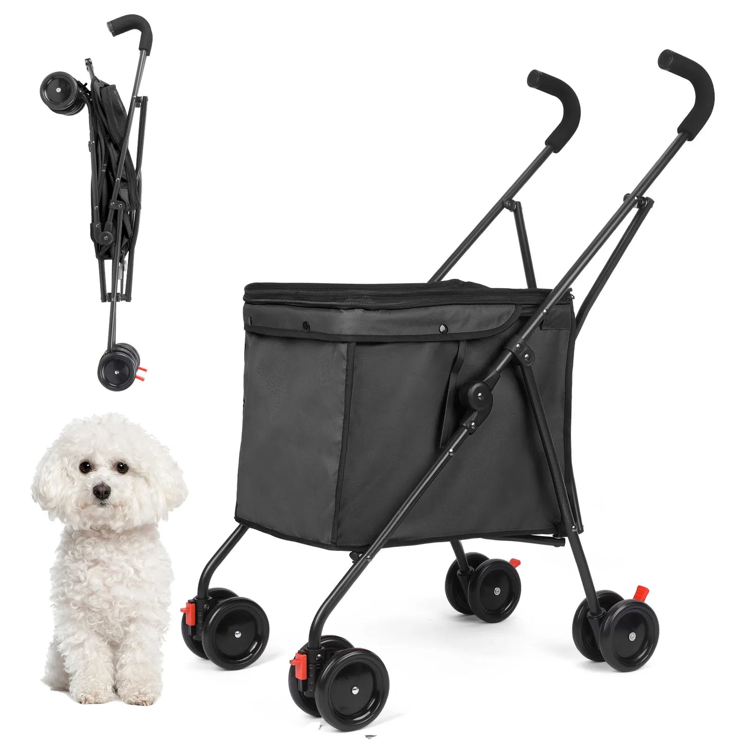Wedyvko Shopping Trolley Dog Stroller Four Wheels Folding Cart