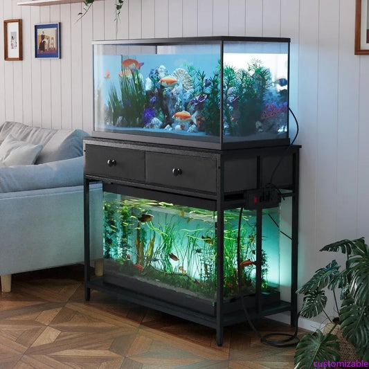 XMSJ Customizable Aquarium Stand Power Outlet Cabinet Storage