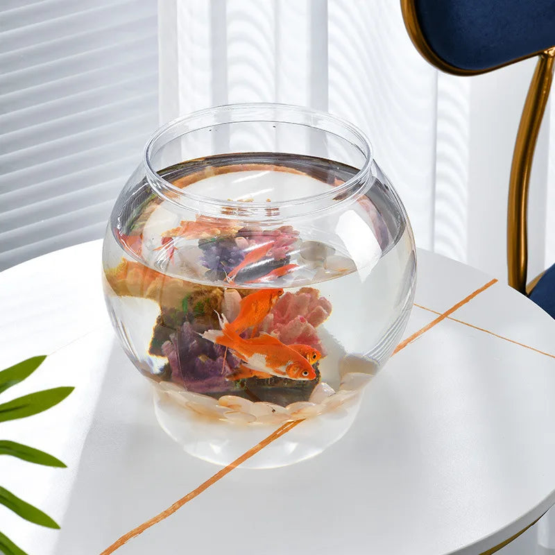 Portable Plastic Round Fish Bowl Desktop Aquarium For Home Office