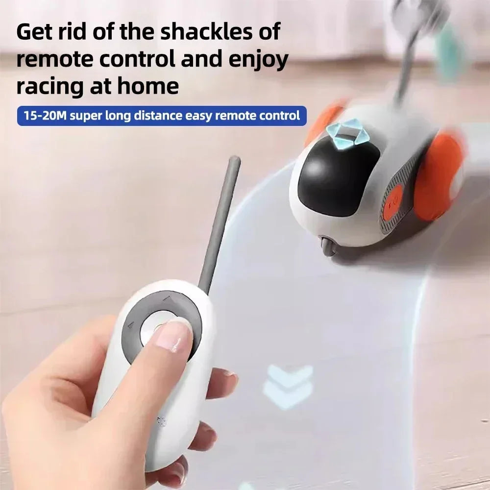 Automatic Rolling Remote Control Cat Toy Car for Interactive Play