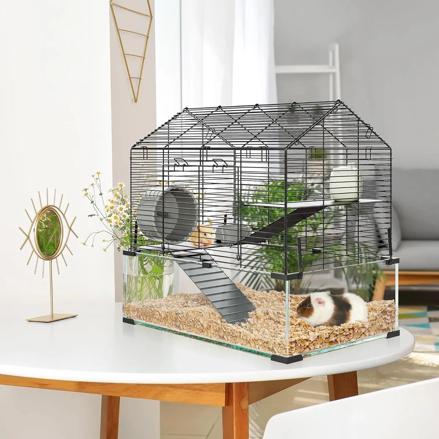 Twister Metal Hamster Cage with Water Bottle Transparent Animal Habitat