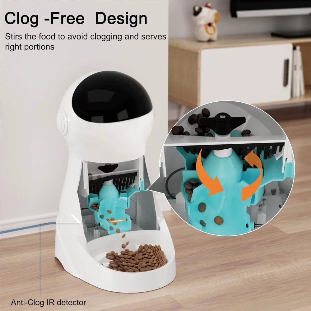 Automatic Pet Feeder With Timer Anti Clog Design Voice Recorder
