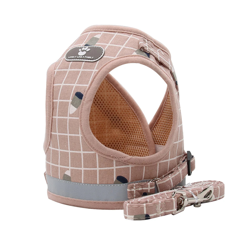 Breathable Reflective Poodle Pet Harness With Leash And Collar