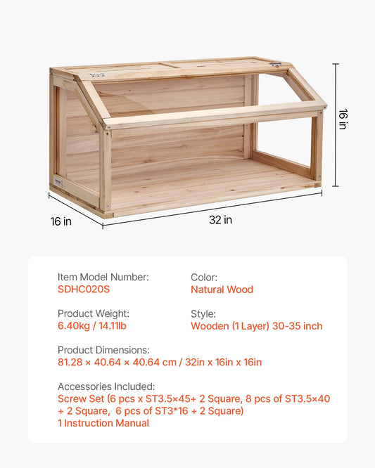 SucceBuy Wooden Hamster Habitat Cage With 270 Degree Viewing