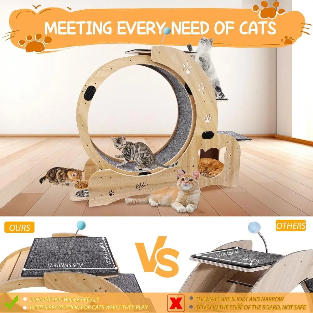 Six-In-One Cat Activity Center With Wheel Bed Scratcher Climbing Toys