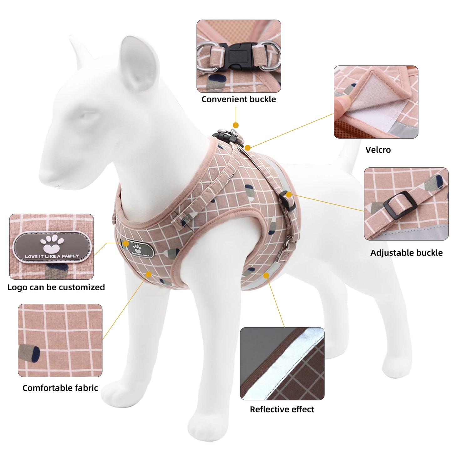 Breathable Reflective Poodle Pet Harness With Leash And Collar