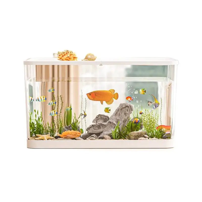 Transparent Mini Fish Tank With Lid For Desktop Aquarium Decor