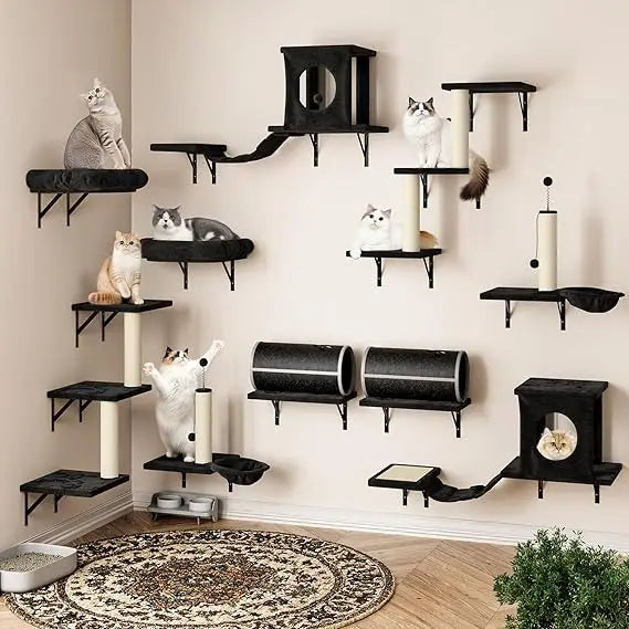 Wall Mounted Cat Climbing System House Tunnel Bridge Scratching Post