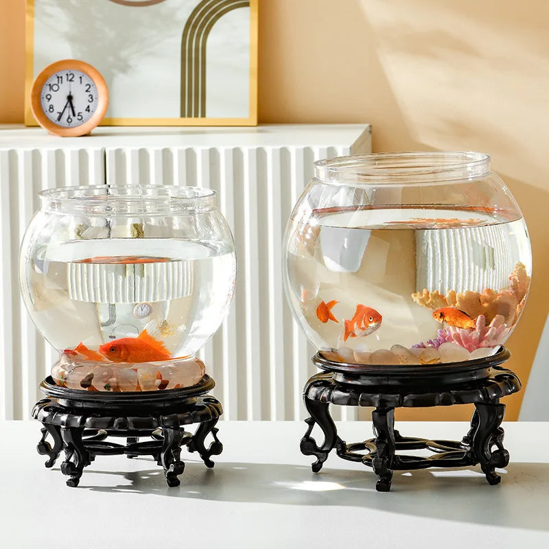 Portable Plastic Round Fish Bowl Desktop Aquarium For Home Office