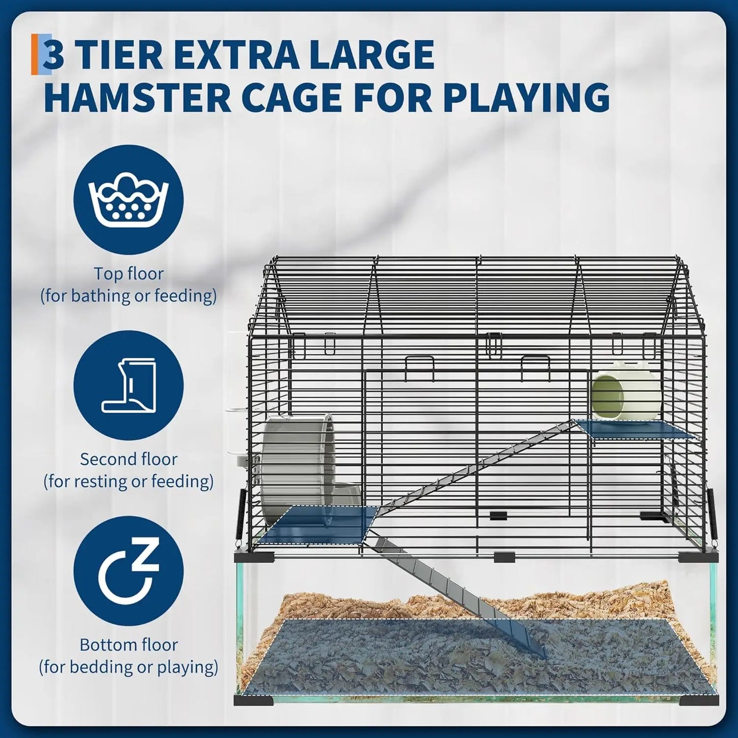 Twister Metal Hamster Cage with Water Bottle Transparent Animal Habitat
