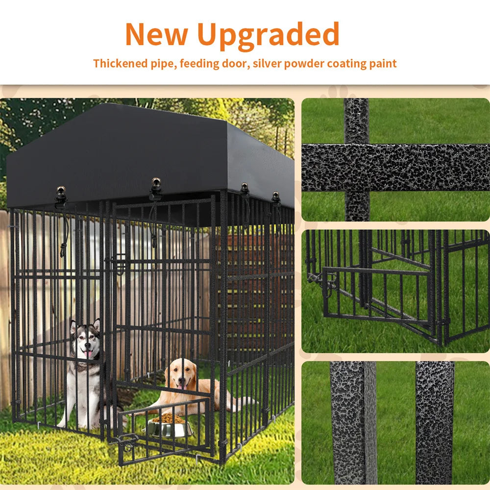 BORWAR Heavy Duty Dog Kennel Welded Metal Playpen With Roof
