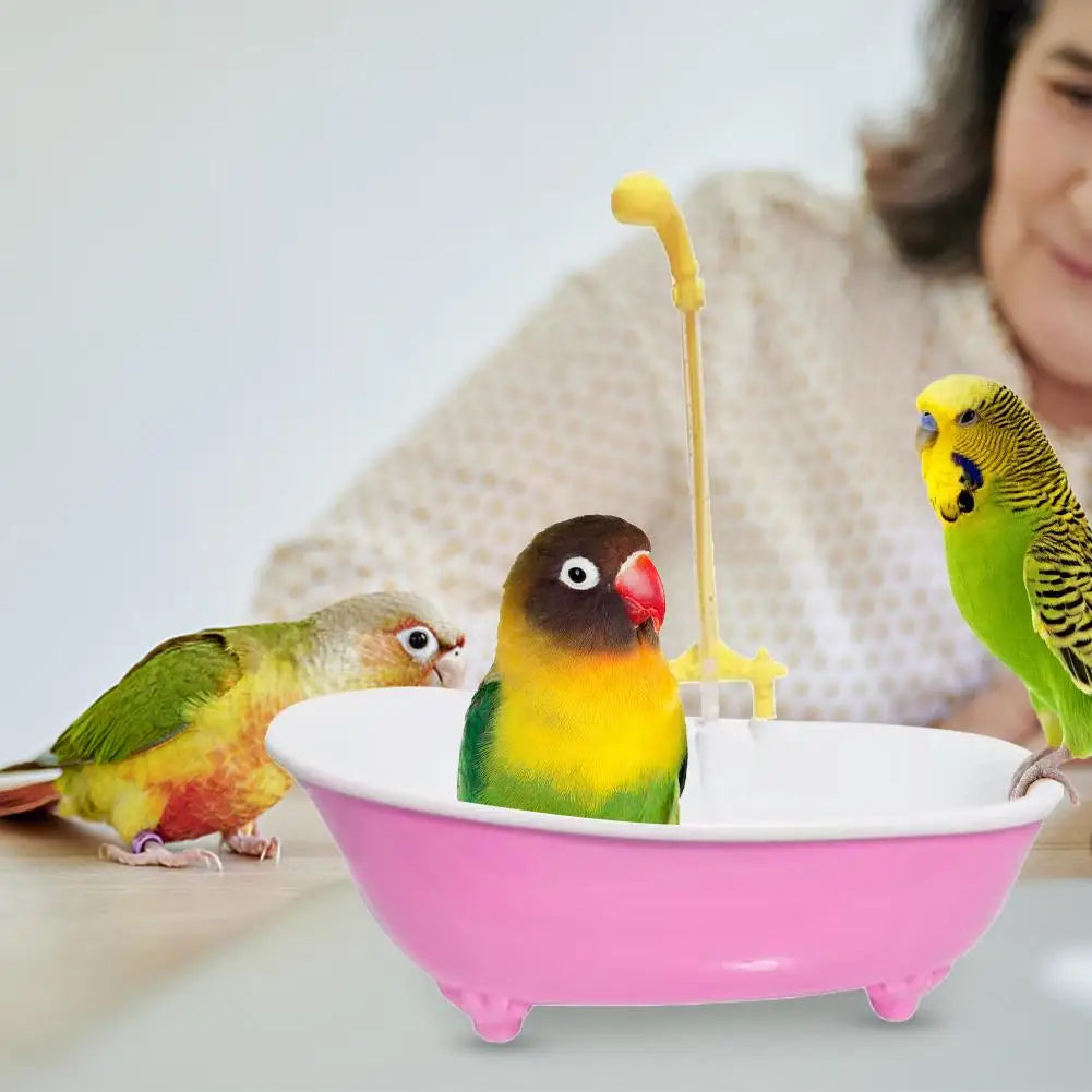 NONECN Parrot Bath Bird Shower Tub Plastic Cage Accessory