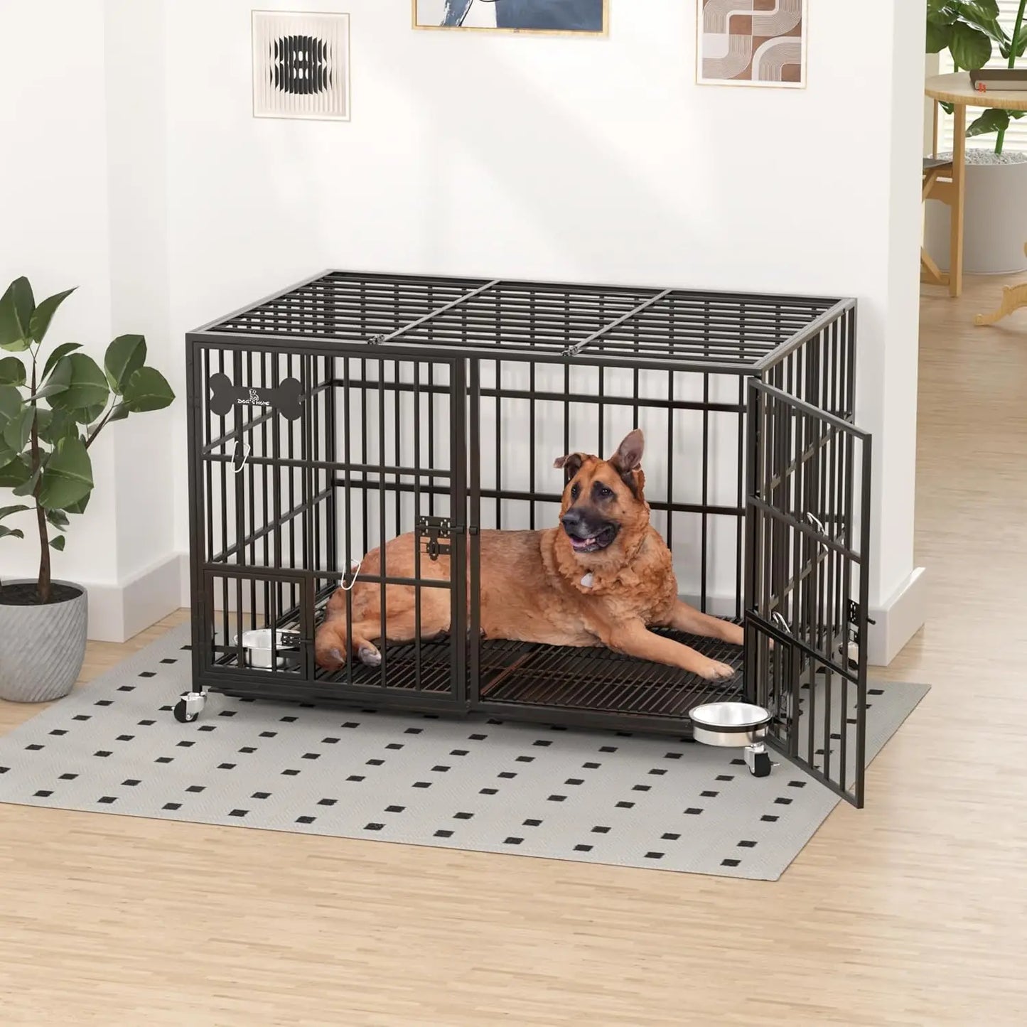 Dosker Heavy Duty Metal Dog Crate With Divider Escape Proof