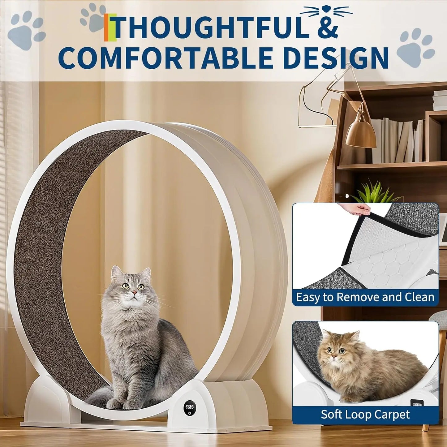 HiMIS Cat Exercise Wheel Indoor Cats Pedometer Quiet Treadmill