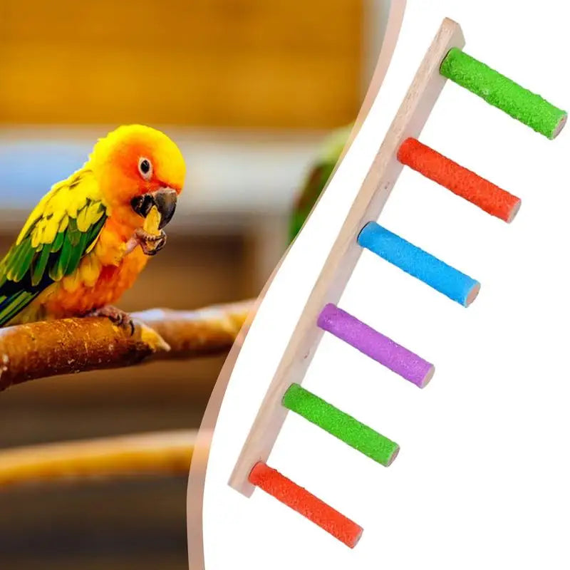 Wooden Parrot Ladder Swing Toy For Birds Heavy Duty Climber