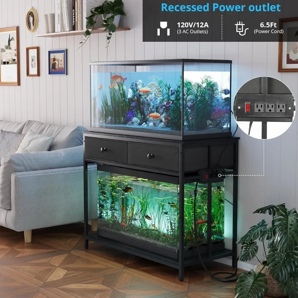 XMSJ Customizable Aquarium Stand Power Outlet Cabinet Storage