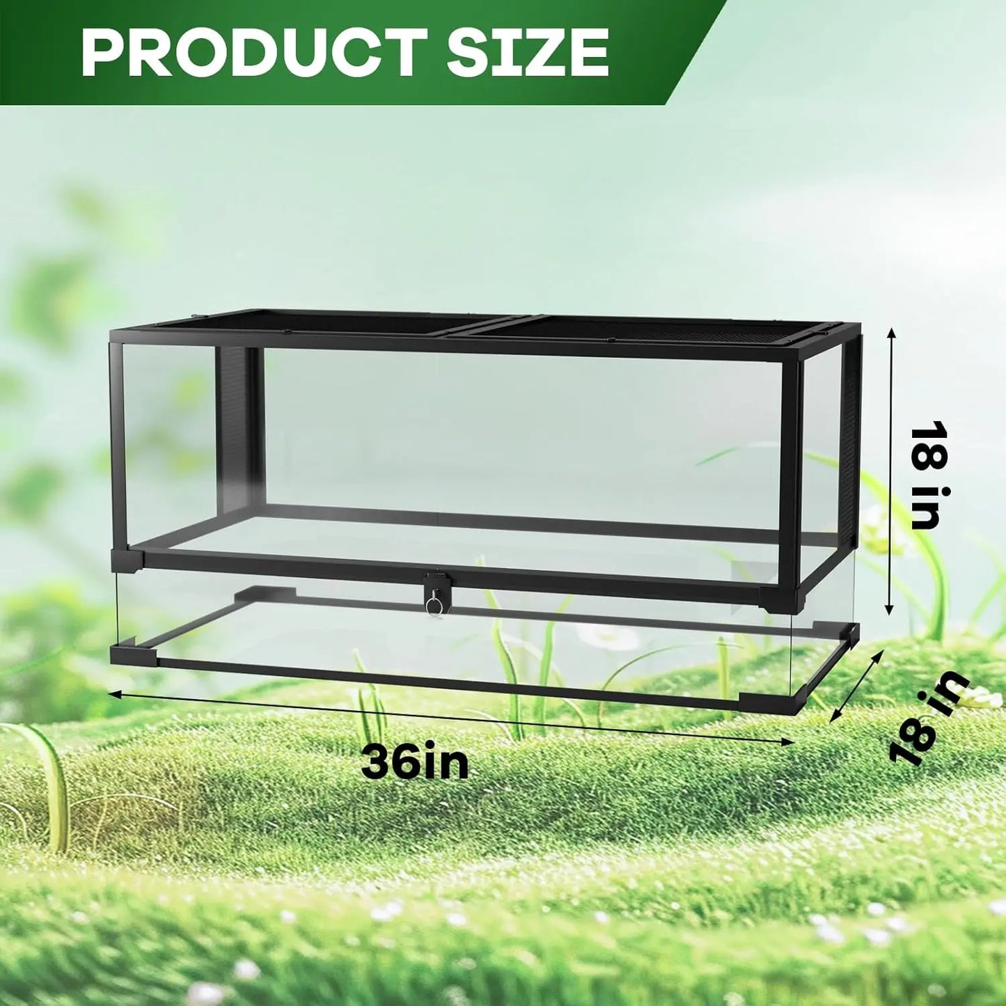 HiMISSH Glass Reptile Terrarium With Top And Side Ventilation