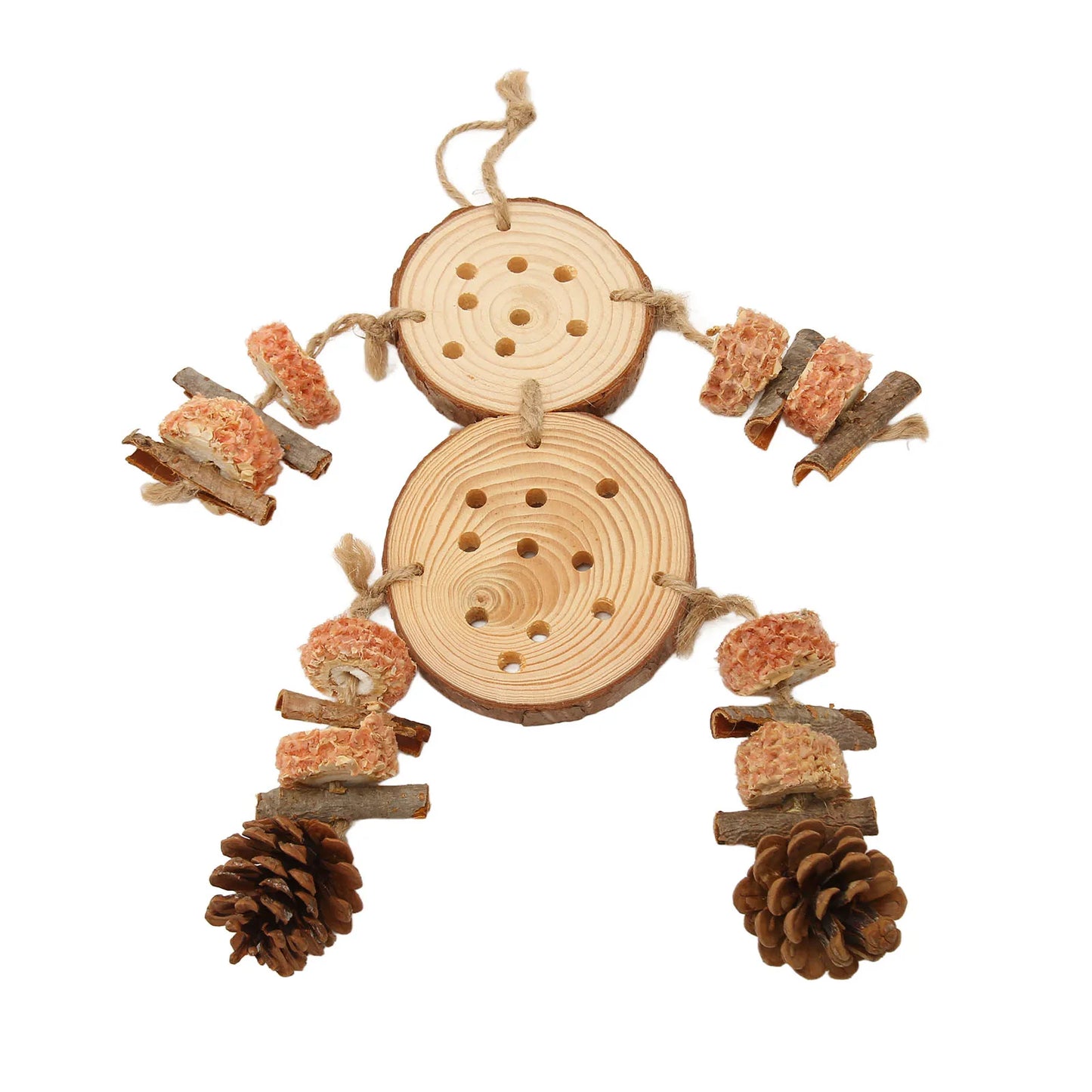 Wooden Puzzle Bird Chewing Toys Corks Logs Pine Cones Cobs