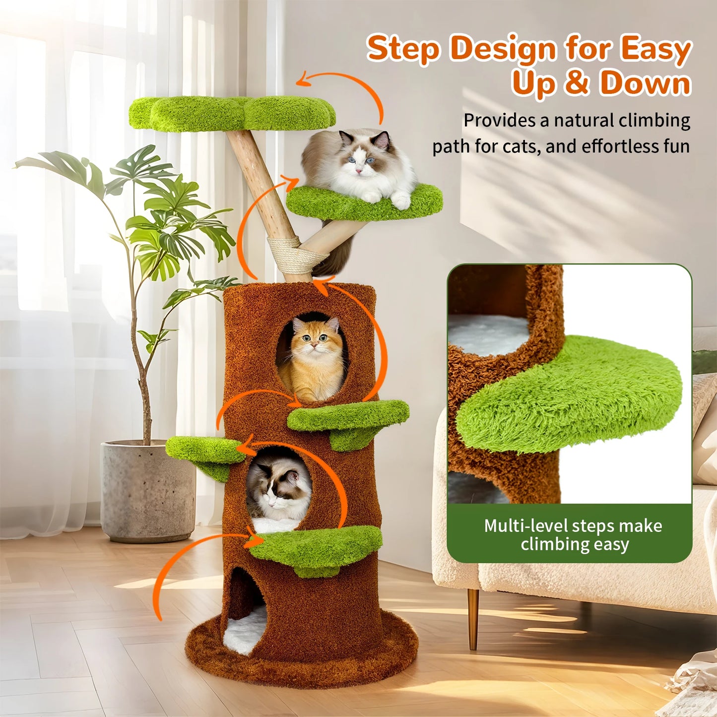 Bingopaw Indoor Cat Tree Tower With Luxury Condo Cushion