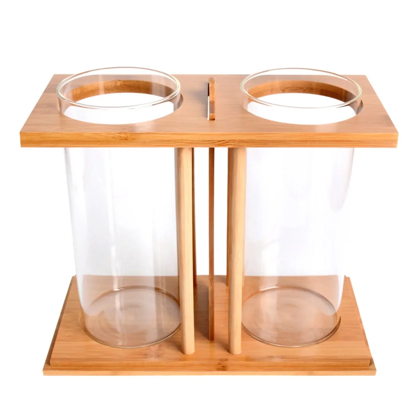 Dual Chamber Bamboo Desktop Betta Aquarium With LED Light