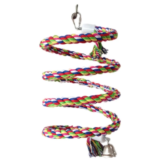 Multicolor Parrot Bird Toys Rope Bell Swing Perch Climbing Cage