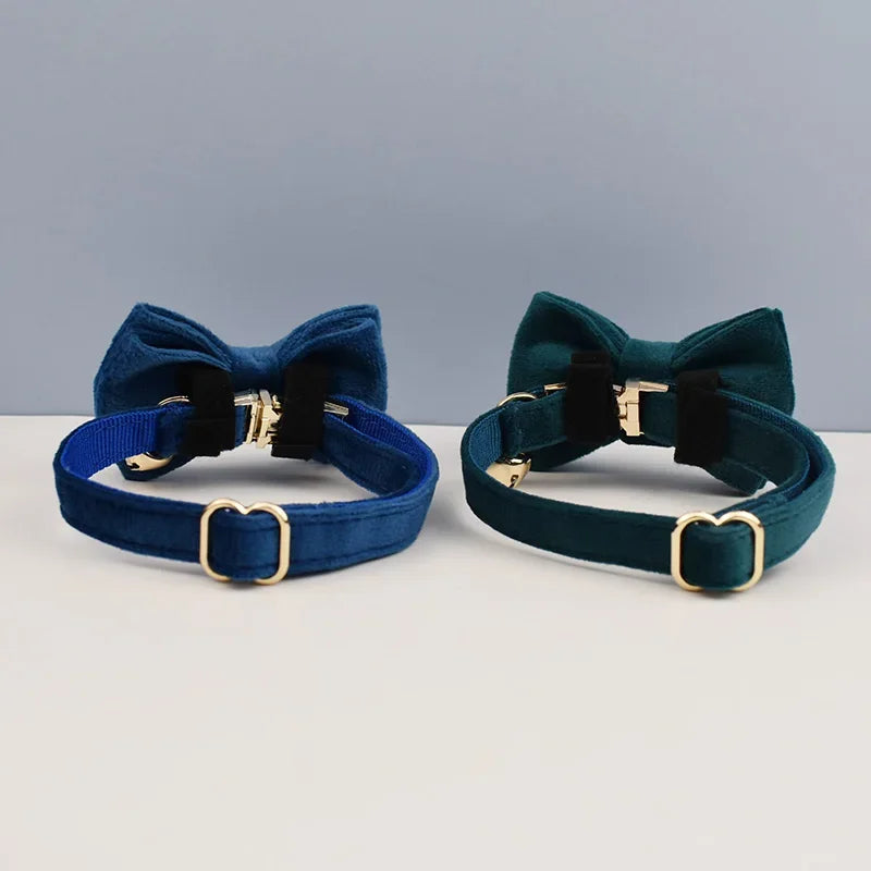 Cute Bowknot Cat Collar With Bell Engraving ID Tag Nameplate Personalization