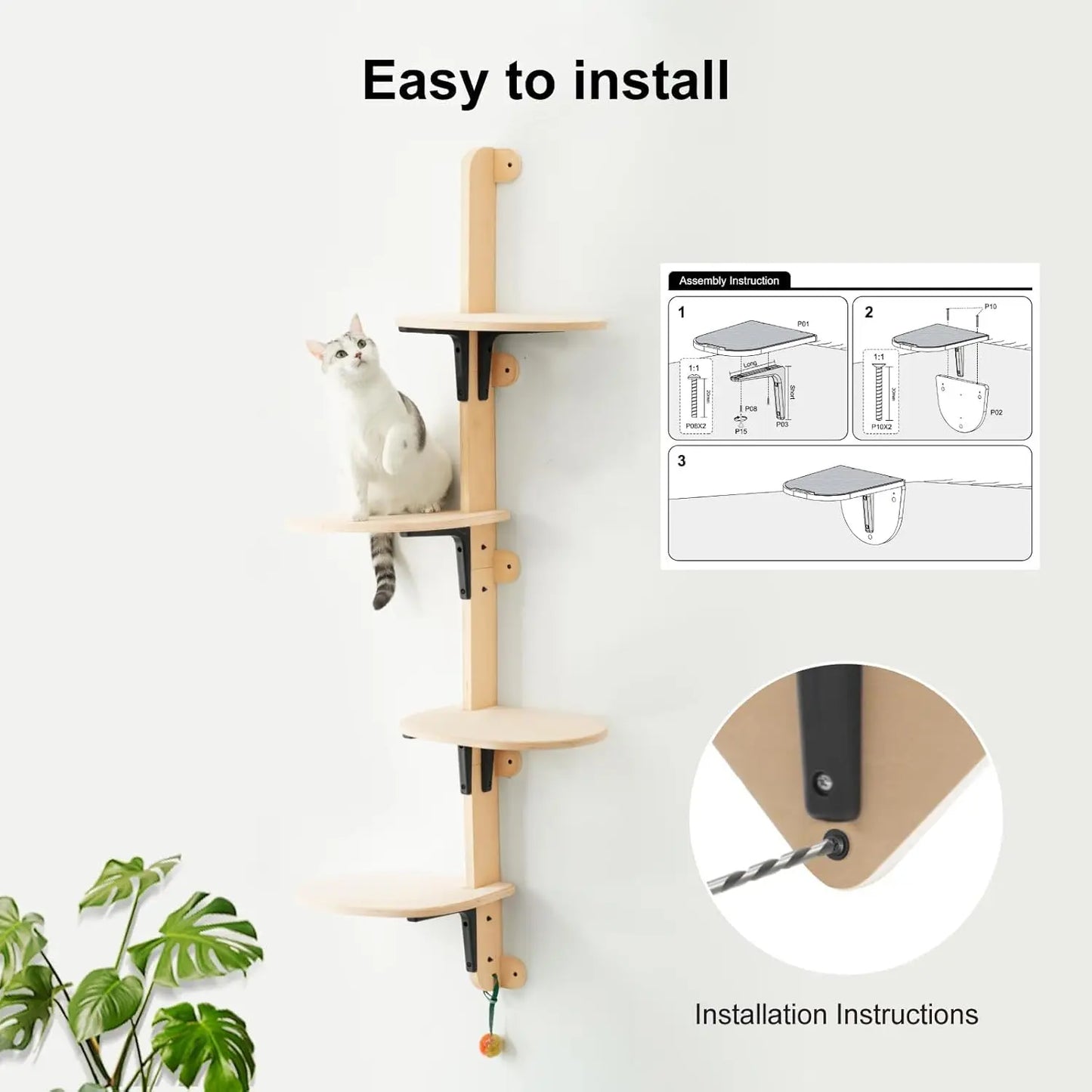 MewooFun Four Level Wall Mounted Cat Climber Shelves