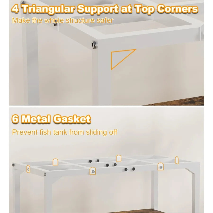 Rimless Fish Tank Stand 2 Tier Metal Aquarium Shelf Breeder