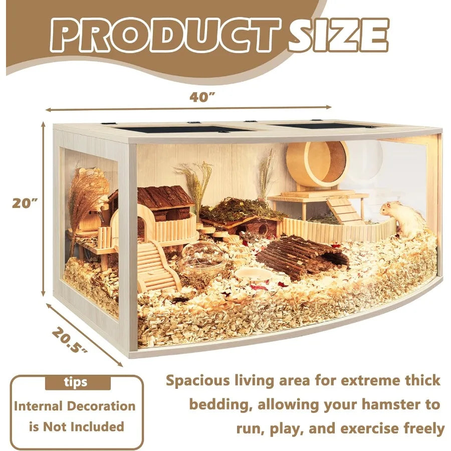 Wooden Hamster Cage Chew Proof Enclosure With Openable Top