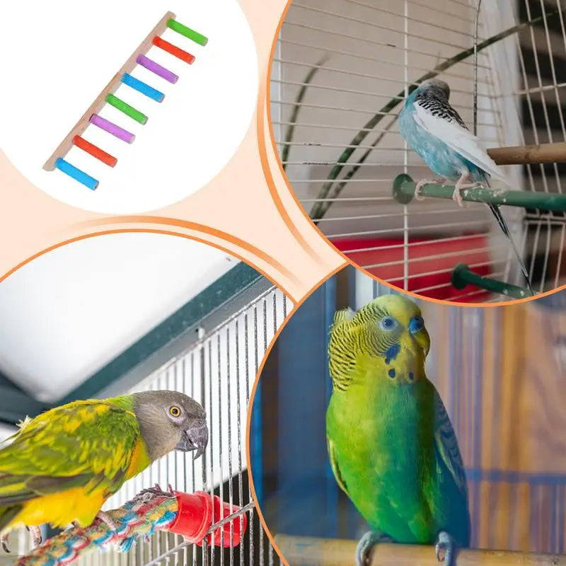 Wooden Parrot Ladder Swing Toy For Birds Heavy Duty Climber