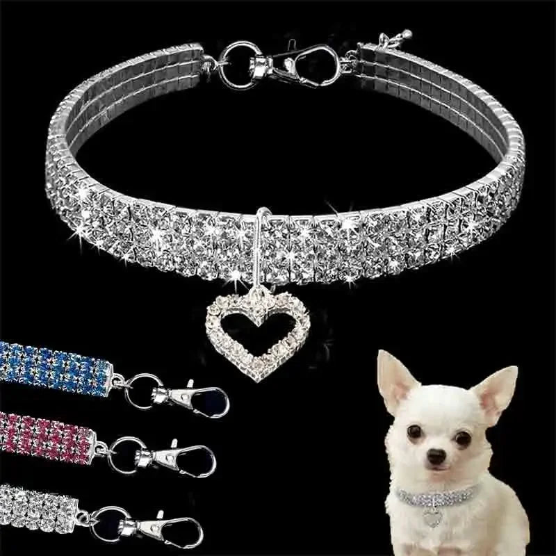 NONECN Bling Rhinestone Dog Collar For Small To Medium Dogs