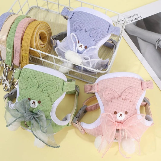 Adjustable Cat And Dog Harness With Leash Polyester