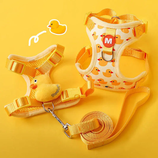 NONECN Cartoon Duck Dog Harness And Leash Set For Pets
