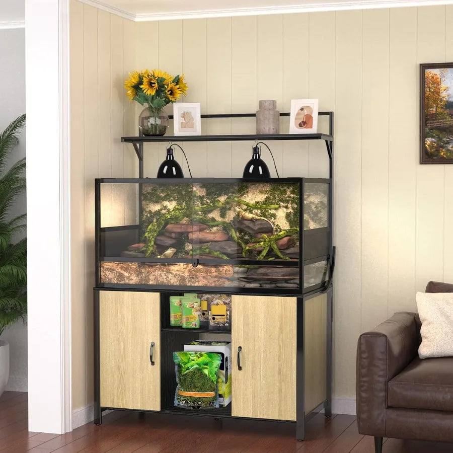 XMSJ Reptile Tank Stand Terrarium Cabinet For Accessories Storage