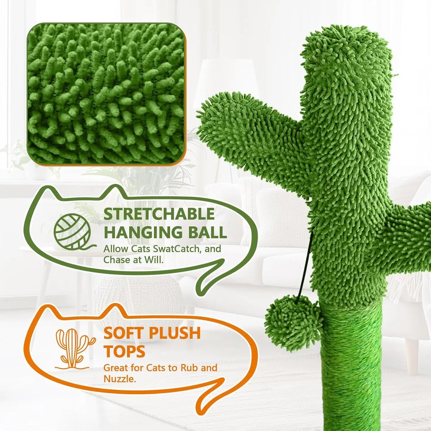 Diy Cactus Cat Scratching Post With Brush Ball Toy Sisal