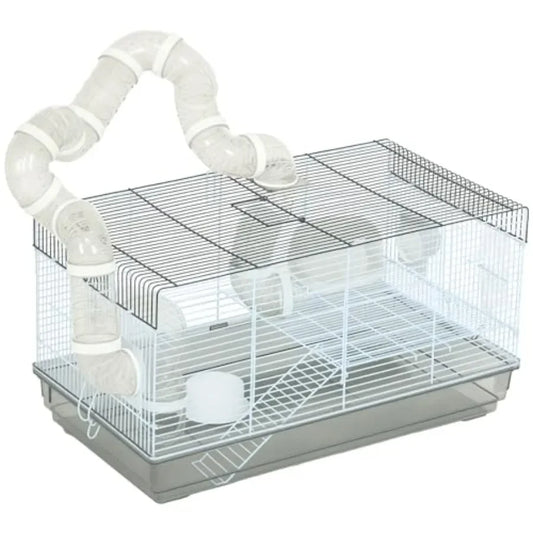 NONECN Hamster Cage 2 Levels With Tubes And Exercise Wheel