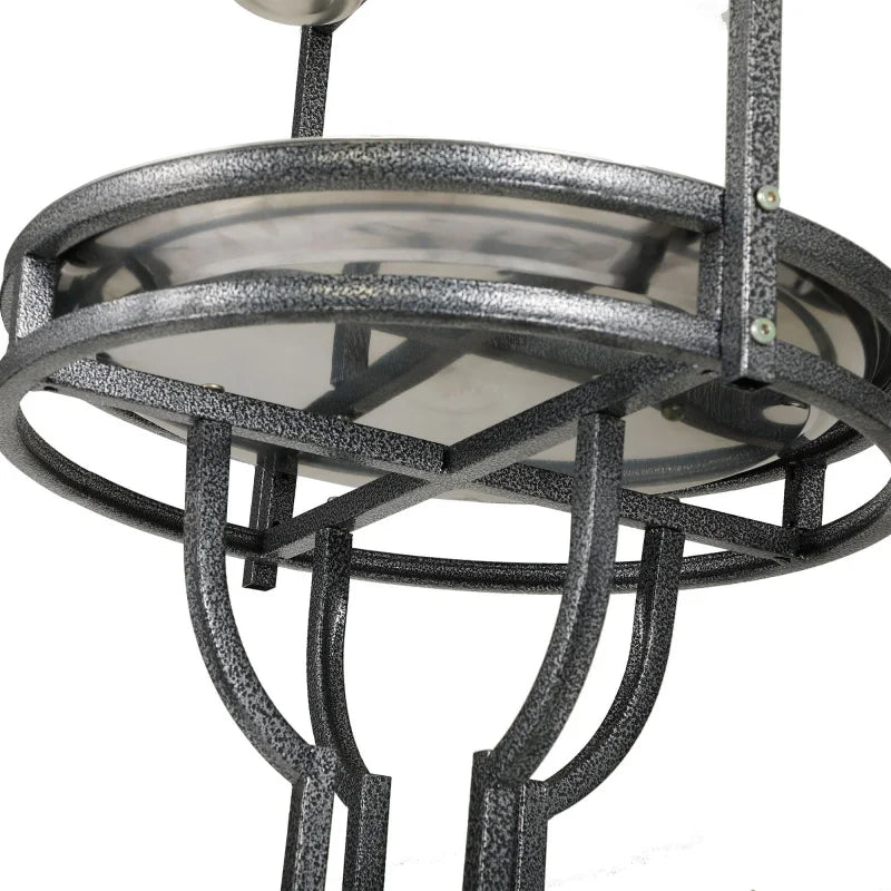 Parrot Playstand With Solid Wood Perch, Feeding Bowls, Waste Tray, Toy Hook