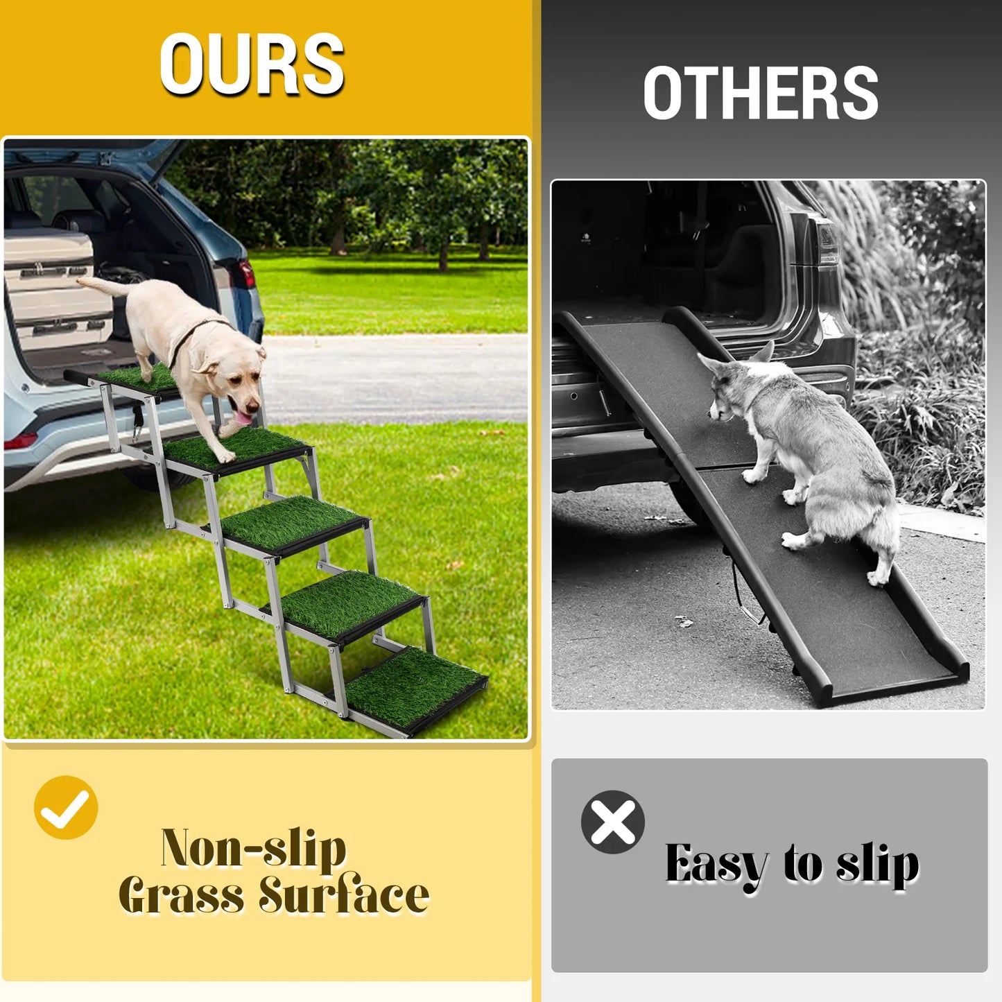 NONE Extra Wide Dog Stairs For Large Dogs Non-Slip Ramp