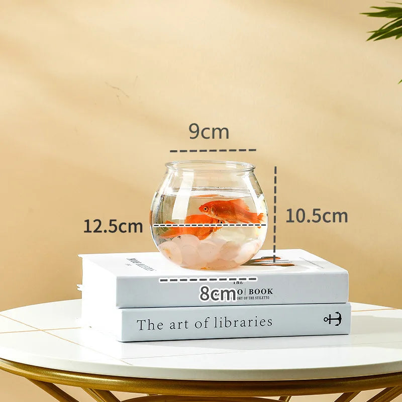 Portable Plastic Round Fish Bowl Desktop Aquarium For Home Office